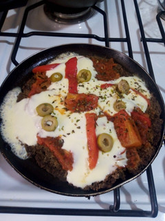 Una foto de Pizza de lentejas en sartén