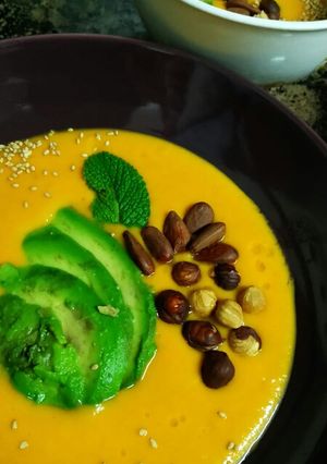 Foto principal de Crema templada de calabaza, zanahoria y jengibre