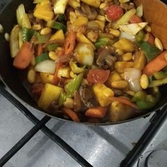 A picture of Veg peanut pineapple stir fry.