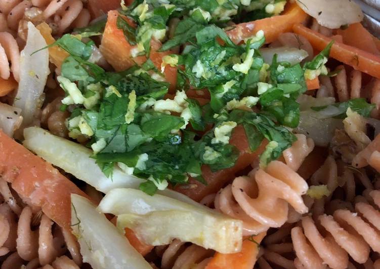 Step-by-Step Guide to Make Speedy Carrot and fennel pasta with ginger