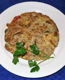 TORTILLA DE CHAMPIÑONES CON SALCHICHAS DE POLLO. JON STYLE