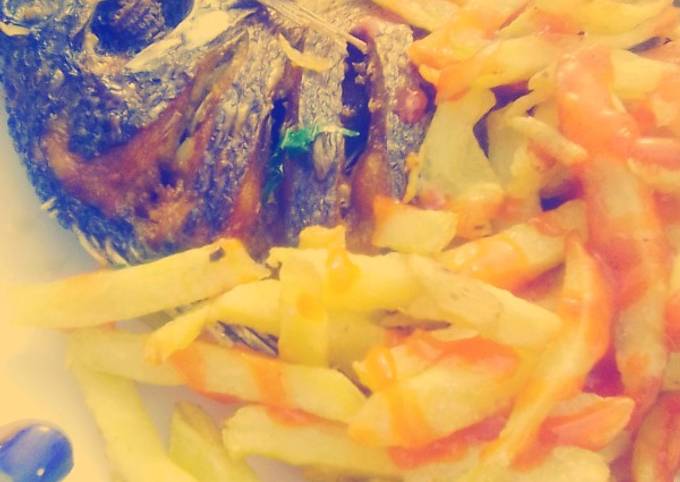 Easiest Way to Make Quick Deep fried Whole fish with chips#Endofyearchallenge