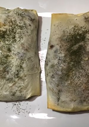 Une photo de Dos de cabillaud en croûte au riz blettes et fruits secs