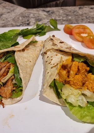 A picture of Beef and Chicken Shawarma Wraps.