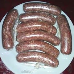 A picture of Homemade beef sausages.