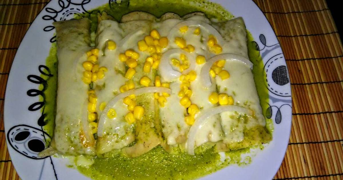 Enchiladas con chile poblano Receta de Nancy Sánchez - Cookpad