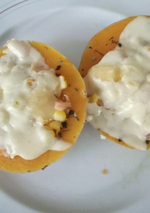 Una foto de Ruedas de calabacín rellenas de choclo y jamón