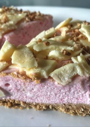 Una foto de Tarta de petit suisse cremosa y sencilla