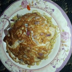 A picture of Noodles and Eggs Simple Breakfast.