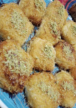 صورة لوصفة كنافه بحشوة القشطه على طريقتي 👌😍