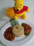 Fried rice with shashlik