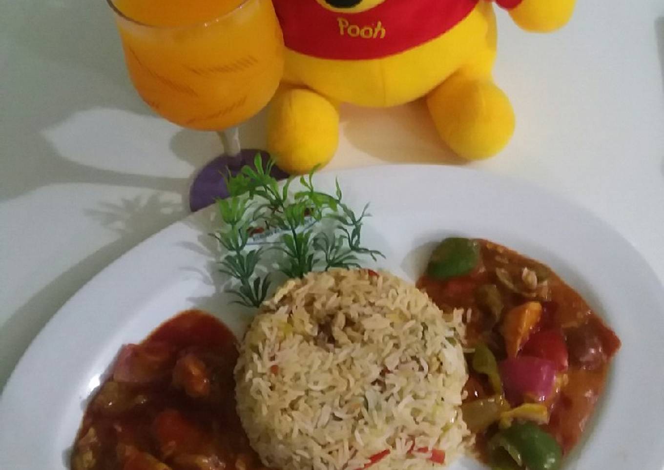 Fried rice with shashlik