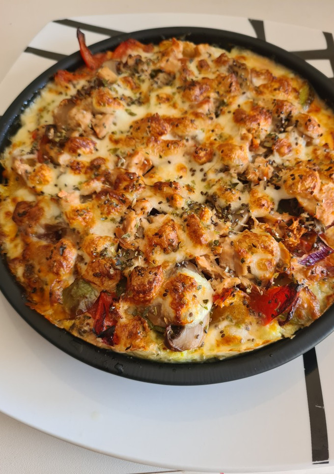 Una foto de Pizza con base de romanescu