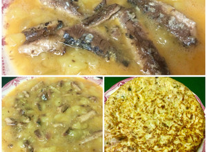 Foto principal de Tortilla de patata, cebolla y sardinas en aceite