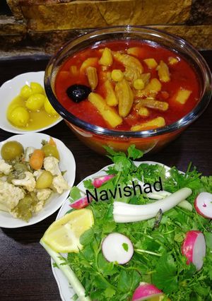 عکسی از دستور خورشت بامیه با مرغ