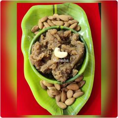 A picture of Badam Wheat Halwa.