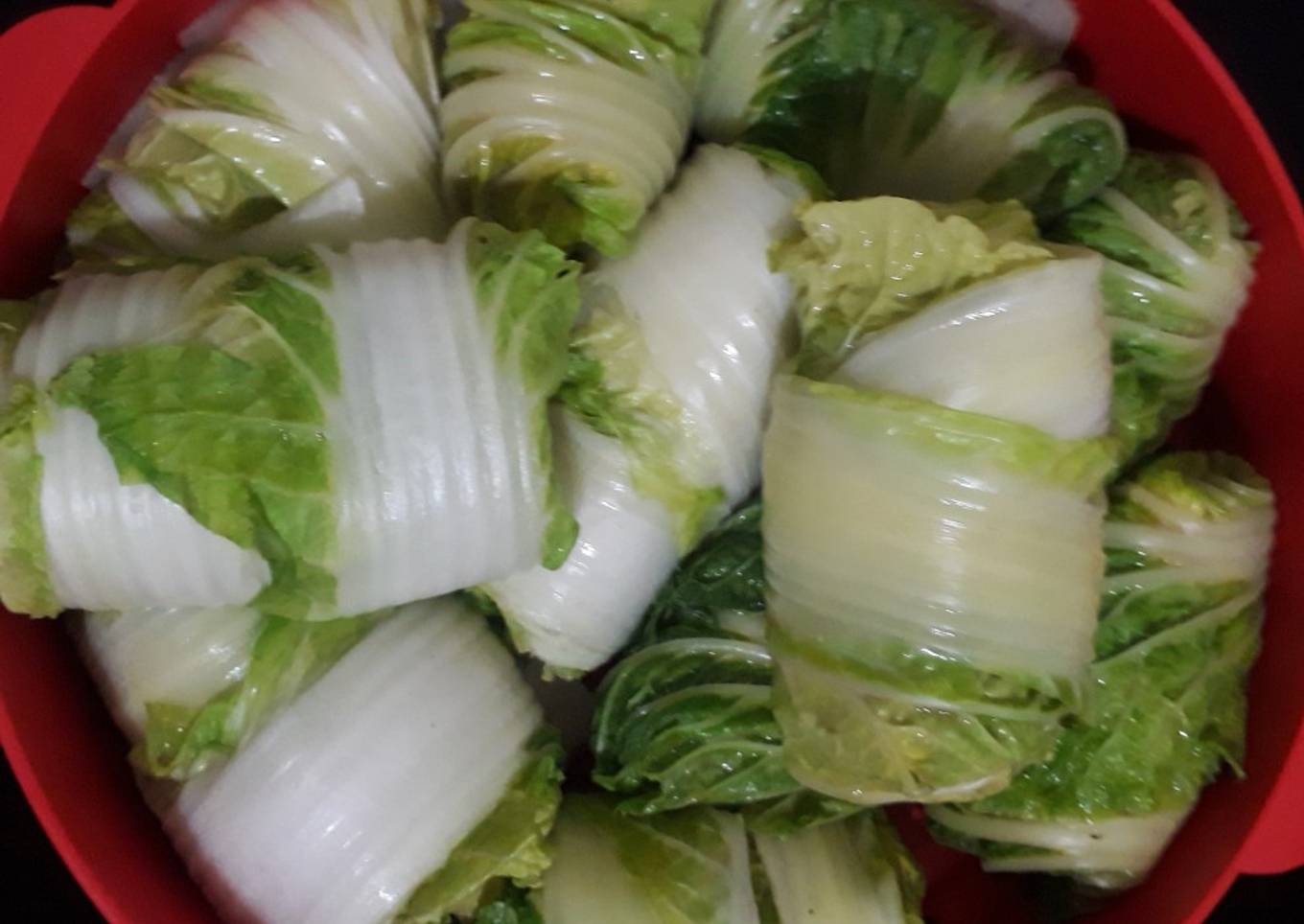 Sawi gulung isi tahu ayam (tinggi protein)