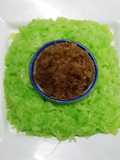 Pandan Sticky Rice with Sweet Coconut Topping