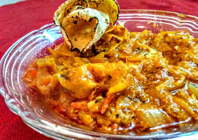 Easiest Way to Prepare Homemade Rajathani papad ki sabji (onion, tomato curry)