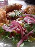 Tortitas de papa campiranas  y nopales de cuaresma con arroz