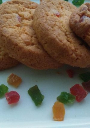 A picture of Wheat Flour Tutti fruity Cookies- without oven.