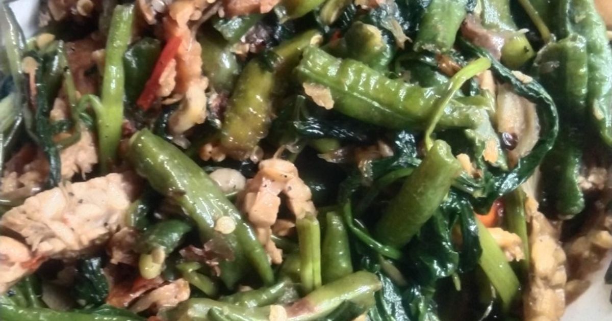 Tumis Kangkung dan Kacang Panjang dengan Tempe