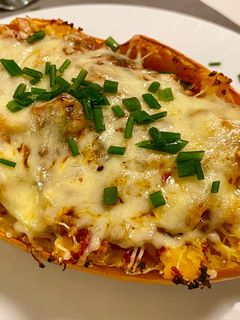 Une photo de Courge spaghetti à la ratatouille gratinée