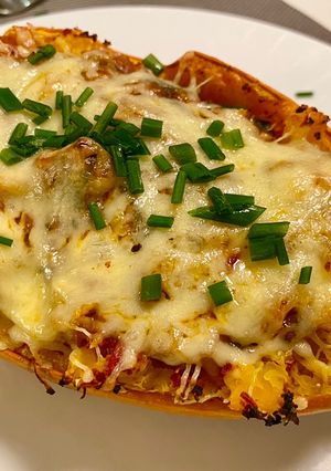 Une photo de Courge spaghetti à la ratatouille gratinée