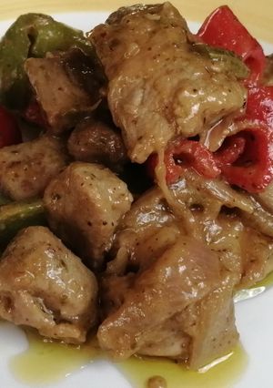 Φωτογραφία της συνταγής Χοιρινή τηγανιά με μπίρα & πιπεριές