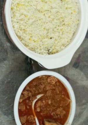 صورة لوصفة ايدام لحم مع رز 🥘