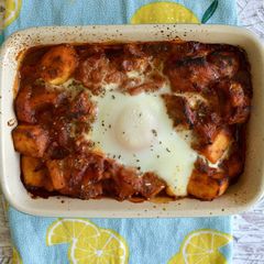 A picture of Tomato, Bacon and Egg Bake.