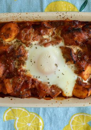 A picture of Tomato, Bacon and Egg Bake.