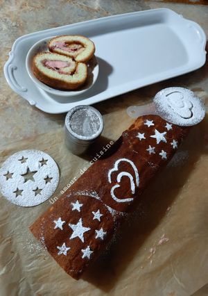 Une photo de Bûche vanille fraises ☕