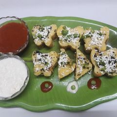 A picture of Stuffed butterfly dhokla.