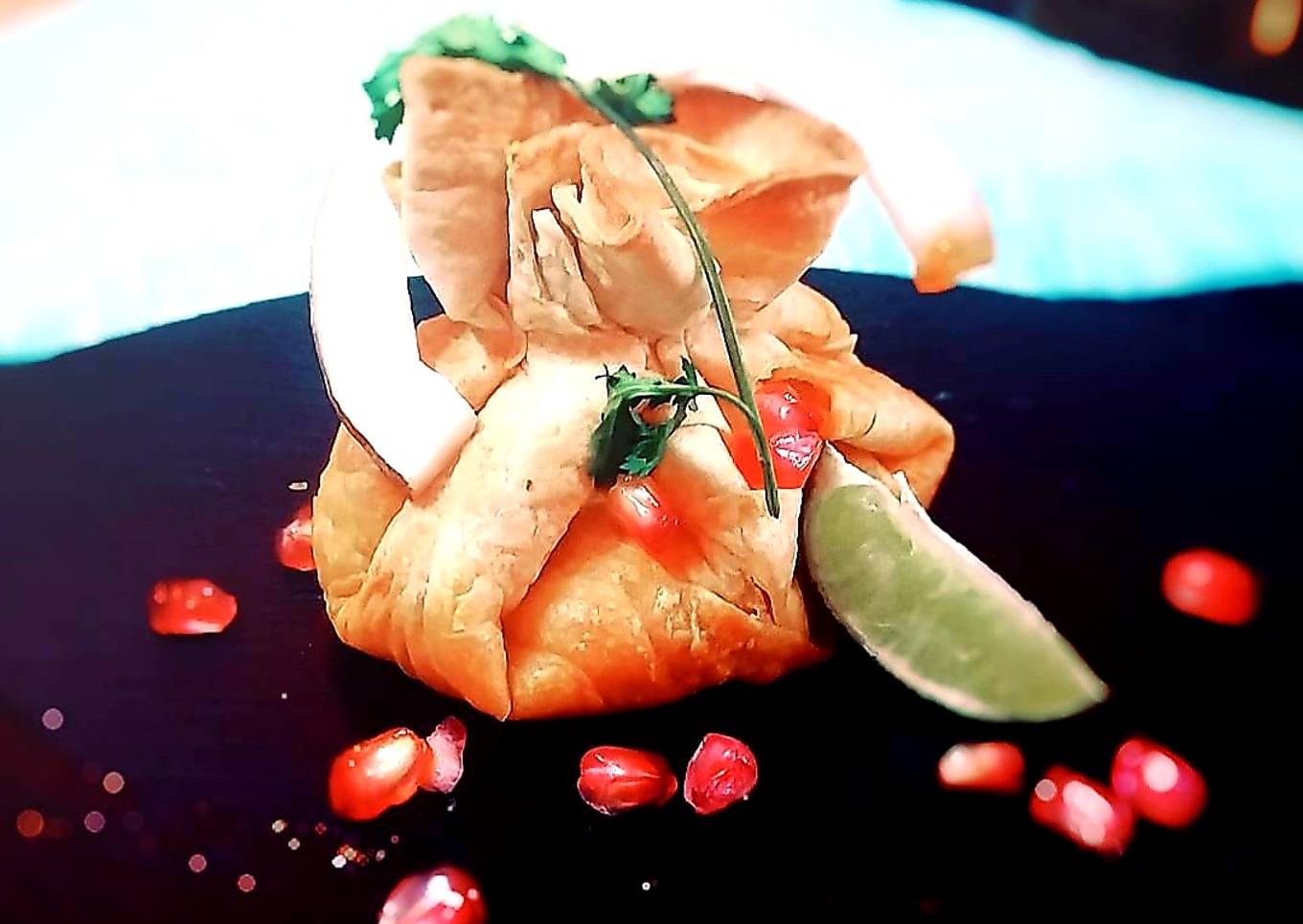 Baked lavash bread potli