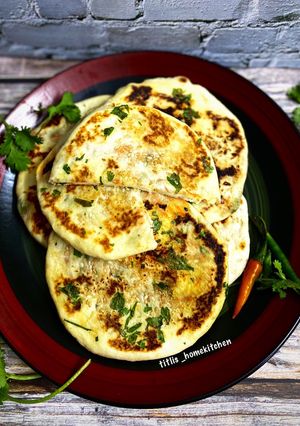 A picture of Stuffed Kulcha Naan Roti (No yeast No oven).