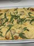 Clafoutis salado o frittata de salmón y cherrys