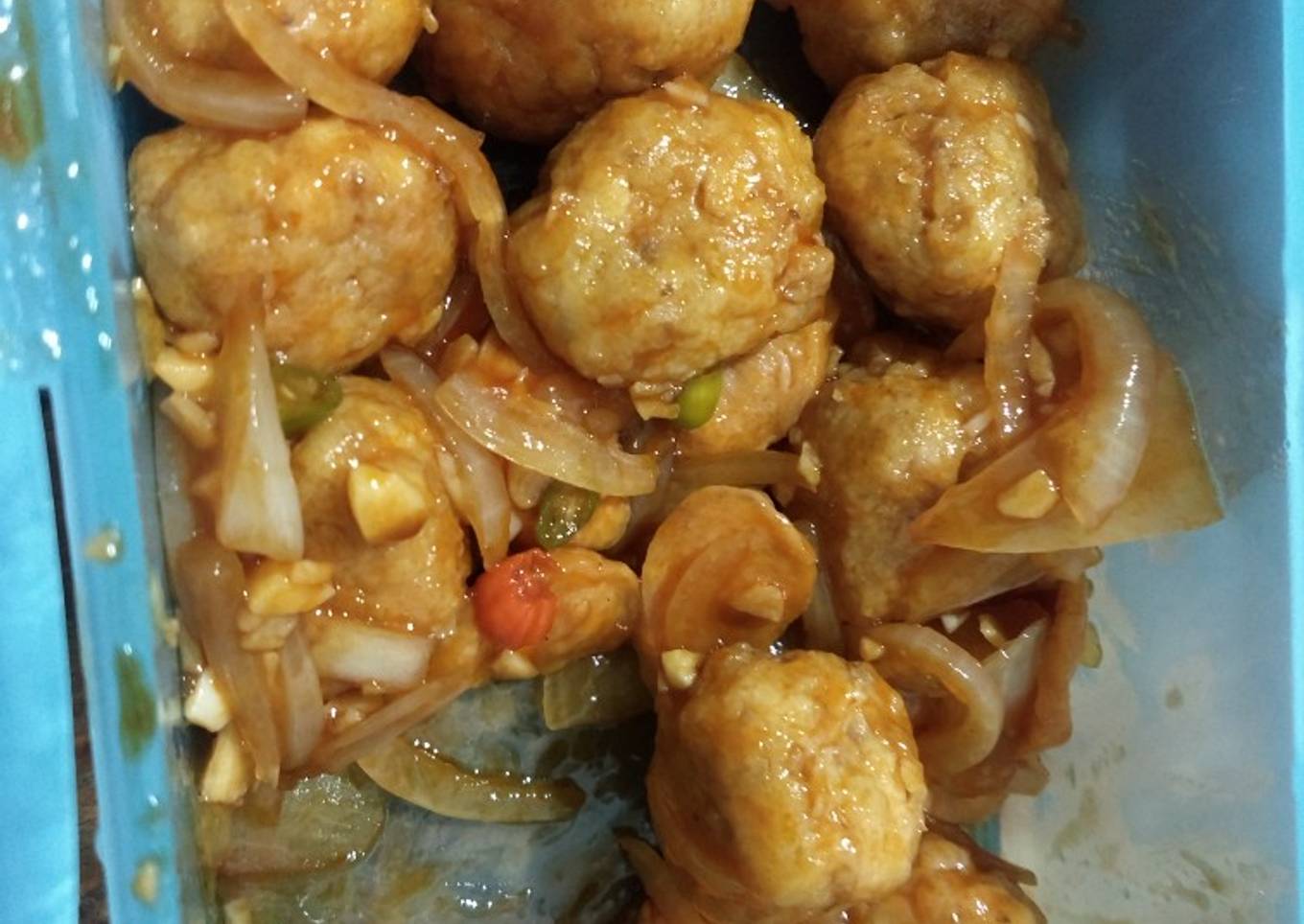 Tahu bulat & sosis saos tiram