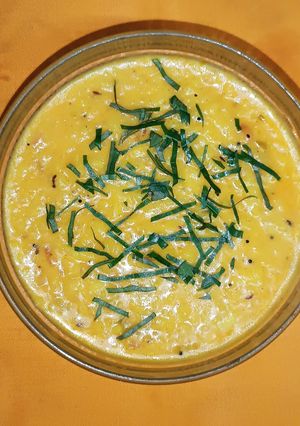 A picture of Rice in buttermilk with tadka.