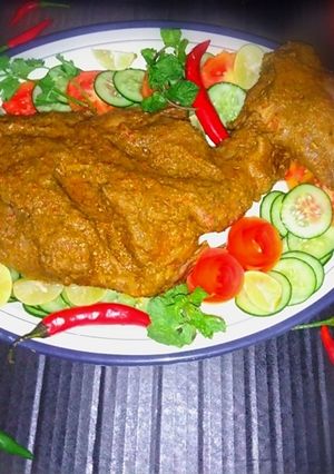 A picture of Mutton leg steam roast.