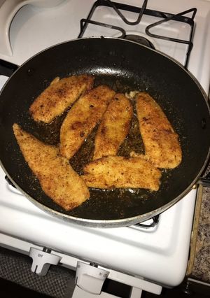 Una foto de Filete de pescado empanizado a la mostaza