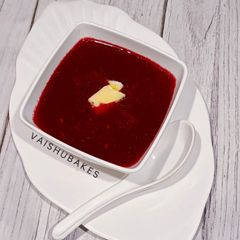 Beetroot Consomme Soup A picture of Beetroot Consomme Soup.