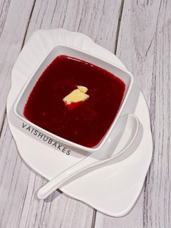 A picture of Beetroot Consomme Soup.