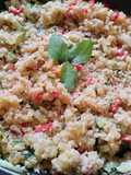 Arroz 🍱de coliflor🥦 con calabacin, pimiento rojo y mostaza🍛🍚🌶️
