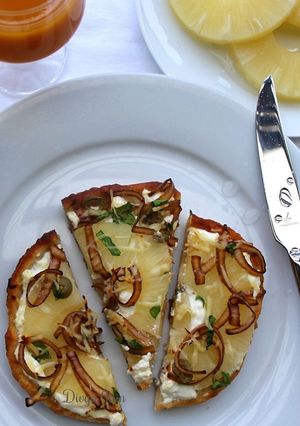 A picture of Fried Pineapple & Caramelised Onion Pizza.