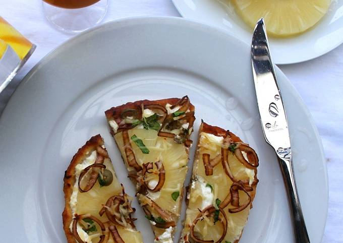 Recipe of Super Quick Homemade Fried Pineapple &amp; Caramelised Onion Pizza