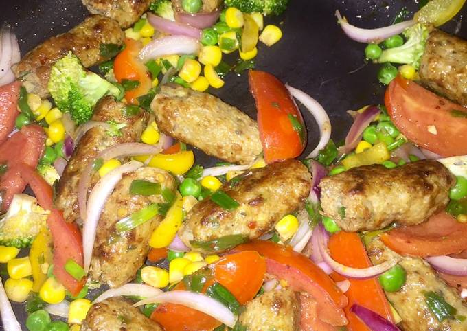 Simple Way to Make Homemade Chicken seekh kabab with vegetables