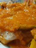 Cogotes de merluza con salsa de manzana, sidra y trigueros