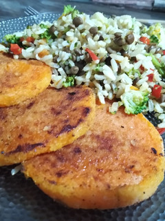 Una foto de Milanesas veganas de calabaza