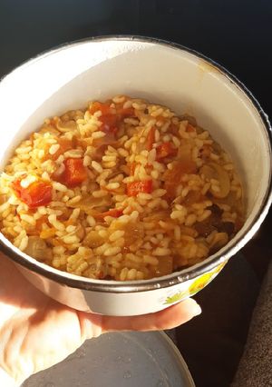 Una foto de Arroz con champiñones